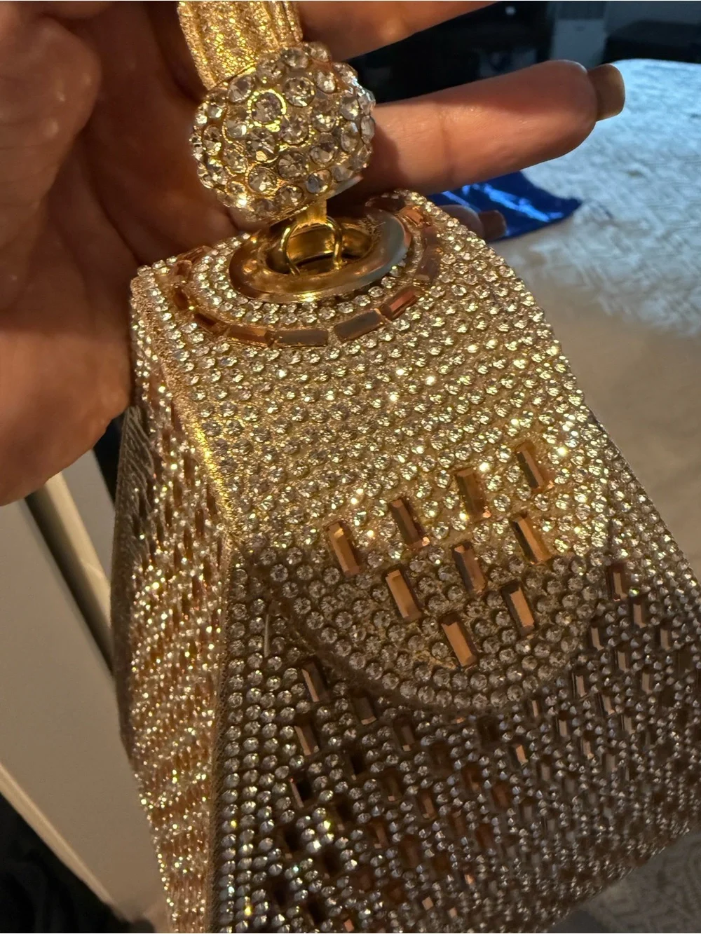 Crystal Embellished Gold Evening Bag